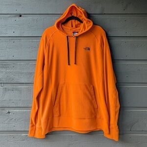 The North Face Vibrant Orange Fleece Pullover Hoodie Orange Black Loose Fit